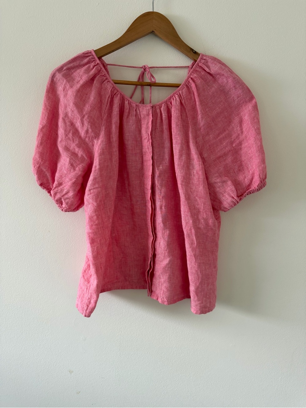 J. Crew 100% Linen Tie-Back Top Pink Raspberry Size 8
